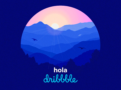 Hola dribbble! blue debut dribble first shot illustration landscape new thanks