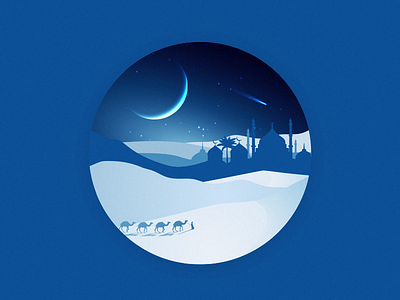 Night in the Desert blue desert dribbble illustration landscape