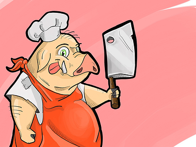 Butcher pig art butcher cartoon digital graphic ilustration paint photo pig shop