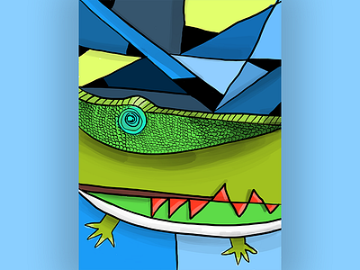 Blue crocodile cubism