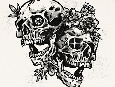 Skull/Floral Ink Sketch adobe illustrator art clean design digital art dribbble flower illustration illustrator ink lineart procreate sketch skull