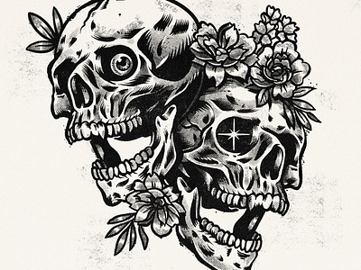 Skull/Floral Ink Sketch