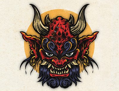 Oni Demon Art Decal — Illustration adobe illustrator art artist clean demon design digital art dribbble illustration procreate tattoo