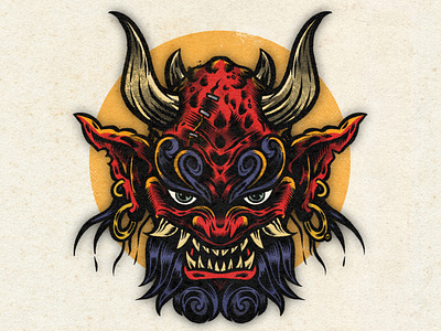 Oni Demon Art Decal — Illustration