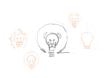 Flanders ID: Concept Sketch branding bulb flanders idea identity lightbulb lion logomark monogram strokes