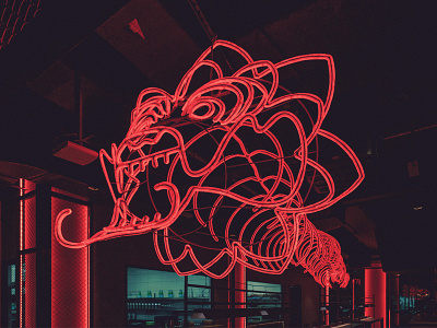 FAT CHOW Neon Installation 3d art asian asian food brand identity branding chinese chinese culture chinese food dragon dragon logo hakka hong kong installation installation art monoline monoline logo neon neon light restaurant sculpture