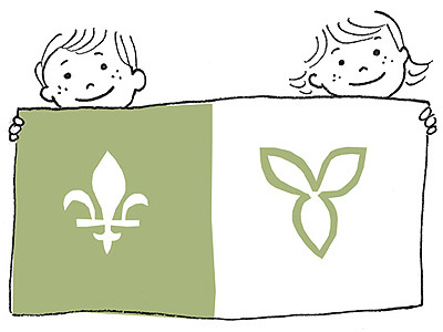 Franco-Ontarian Flag boy canada childhood flag francophone french girl illustration kids retro vintage