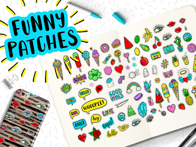 100 Funny patches cartoon cool cover cute doodles fashion funny graphic design patch pattern teen