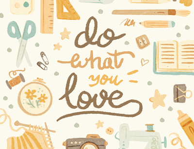Do what you love art supplies art tools brush creative creativity designer drawing tools gif illustration ipad ipadpro lettering old school pencil procreate productivity project retro typography vintage