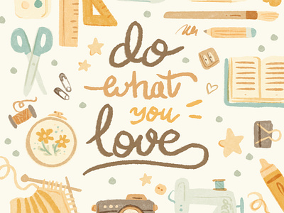 Do what you love art supplies art tools brush creative creativity designer drawing tools gif illustration ipad ipadpro lettering old school pencil procreate productivity project retro typography vintage