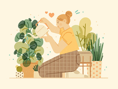 Plant Lady character cozy flowers girl greenery hygge illustration indoor jungle indoor plants ipad ipadpro jungle nature plant girl plant lady plant love plants procreate stay home