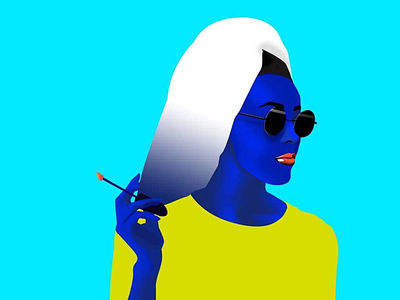Blue mood beauty blue glasses illustration lipgloss lips woman