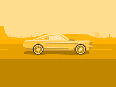 Mustang car desert monochrome mustang vector yellow
