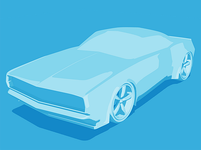 Camaro Concept 3d blue camaro car monochromatic