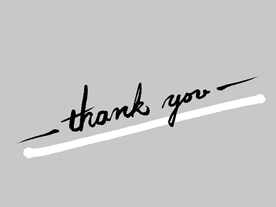 Thank You brush drawn hand lettering pen simple type