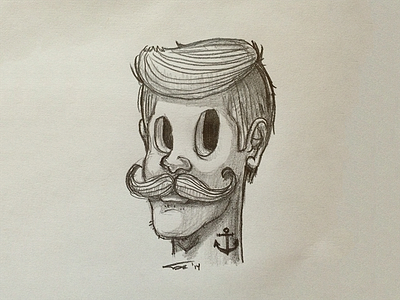 Dude anchor drawing guy handlebar hipster illustration mustache