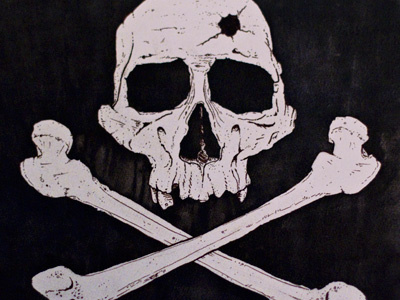 Skull and Bones bones crossbones drawn illustration ink pirate skull watercolor