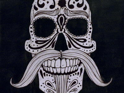 Bandito bandito drawing ink mustache skull sugar skull watercolor
