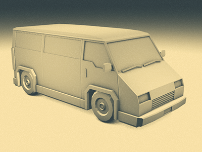 Van 3d low poly modeling