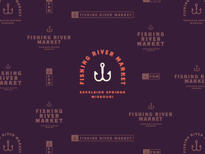 Unused concept - Fishing River Market eggplant coral vintage kansas city kcmo kc flea market antique store antiques logotype logo branding
