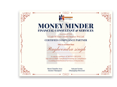 Stationary Design (Certificate Money Minder) branding design graphic design illustration logo vector