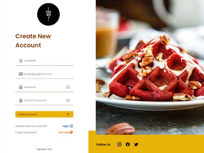 Register Page branding design food app register page