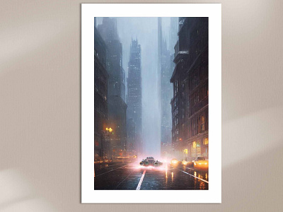 Newyork City in Cyberpunk 2060 Poster graphic design illustration metal poster poster design