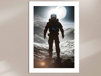 Man Landed to Moon Poster graphic design illustration metal poster poster design