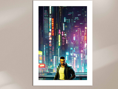 Man in the Chinatown poster design graphic design illustration metal poster poster design vector