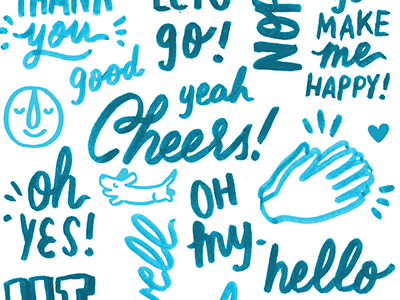 Cheers hand lettering lettering script marker typography blue type illustration