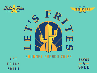 Let's Frites arizona branding cactus design food truck french fries fries logo