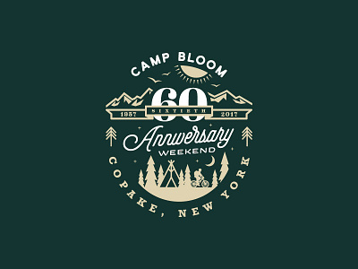 Camp Bloom 60 anniversary badge bloom camp design logo