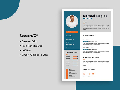Resume/CV Template Design cv design graphic design template ui