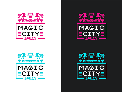 Magic City Apparel - 2 blue branding city line logo miami pink stroke vector