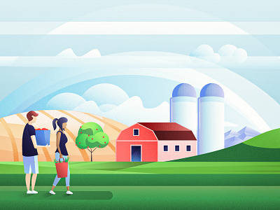 Roost landscape apples barn farm fruits grain silo illustration illustrator landscape outdoors pasture rural vegetables