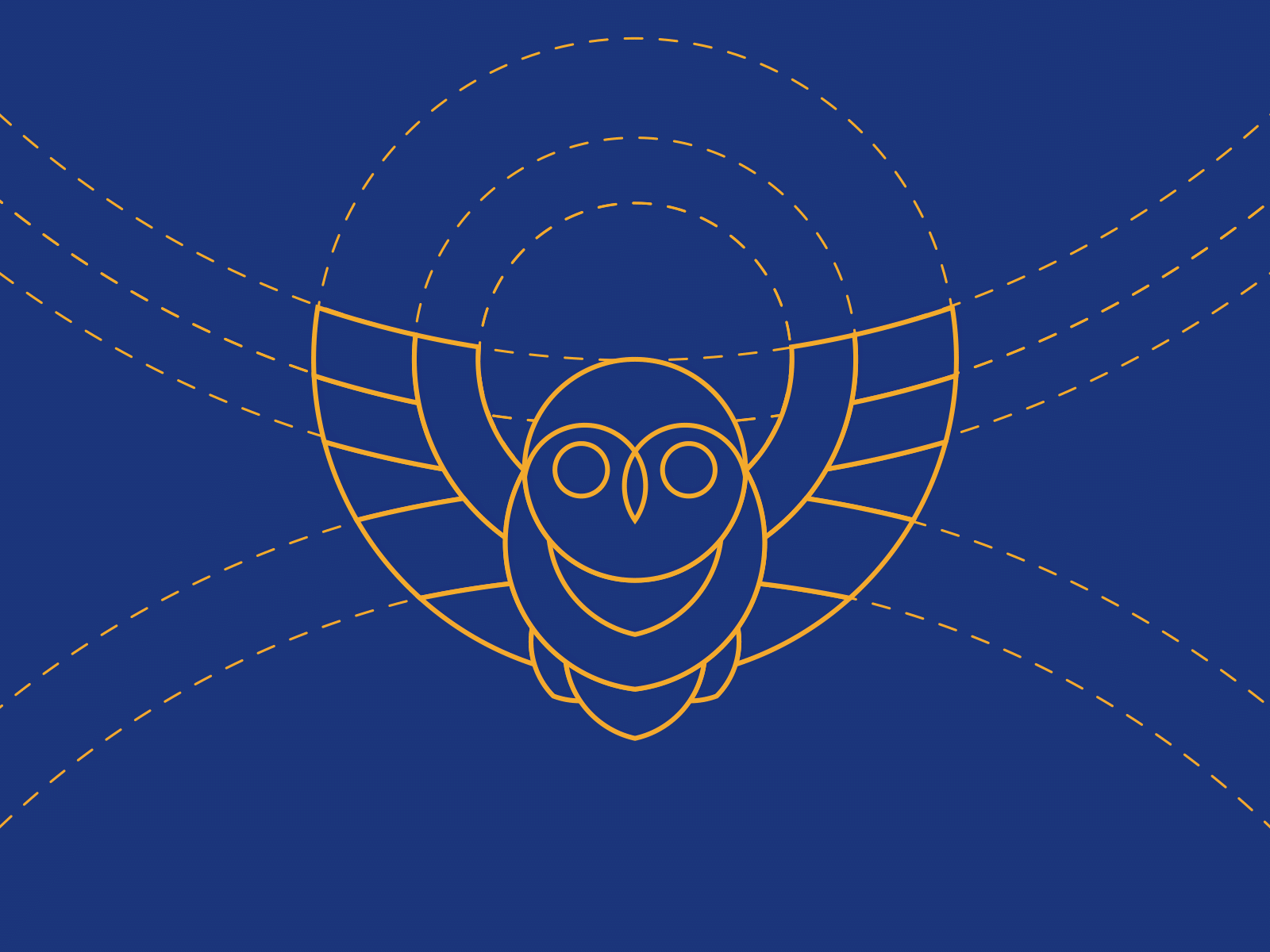 Circular grid owl logo