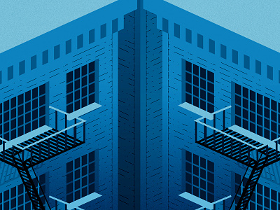 The Bloc apartments blues illustration illustrator isometric night optical illusion series