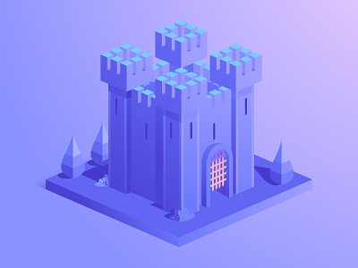 Castle castle illustration isometric knights purple