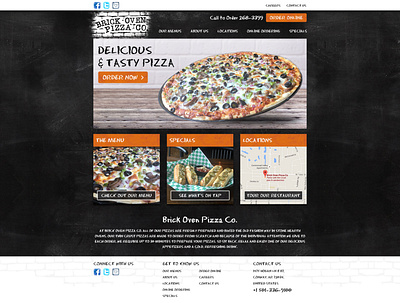 Brick Oven Pizza Website Design ui visual design website design
