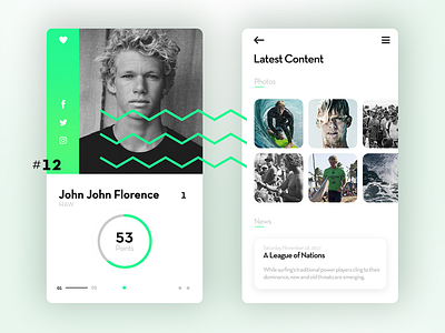 Surf Cards cards design interface mobile surf ui