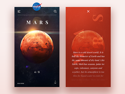 Planets Cards app cards daily design earth interface mars mobile nasa ui ux