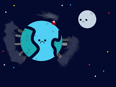 Earth Recovered earth kawaii moon pollution science space