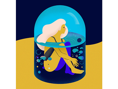 Isolated abstract blonde character design girl graphic illustration shapes vector water