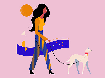 Aviapark Dog character dog girl graphic illustration pink shapes vector