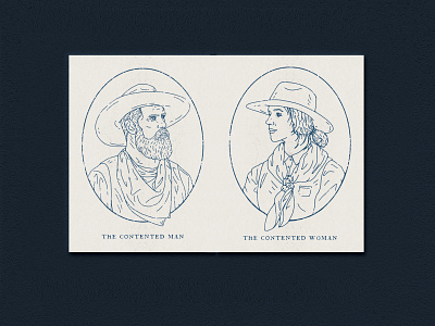 The Contented Man and Woman branding custom design hand drawn handmade illustration logo series vintage western