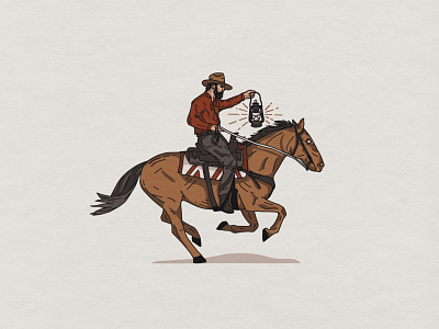 Man on Horse branding cowboy custom design hand drawn handmade illustration t shirt vintage western