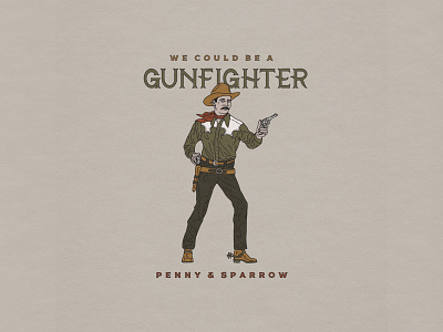 Gunfighter custom design hand drawn handmade illustration lettering t shirt typography vintage western