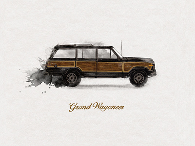 Grand Wagoneer custom design grand wagoneer hand drawn handmade illustration jeep watercolor watercolor illustration