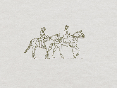 Couple on Horses branding cowboy custom design hand drawn handmade illustration t-shirt western