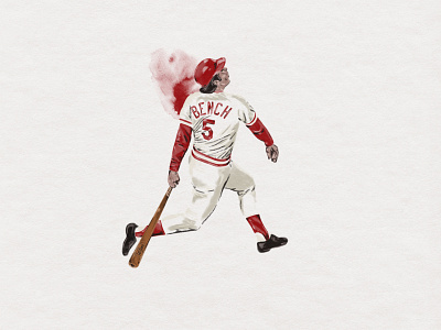 Johnny Bench baseball baseball illustration branding custom design hand drawn handmade illustration johnny bench watercolor